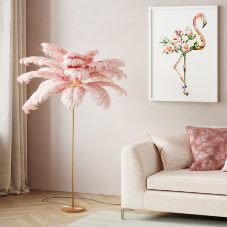 Lampada da terra Feather Palm rosa 165cm