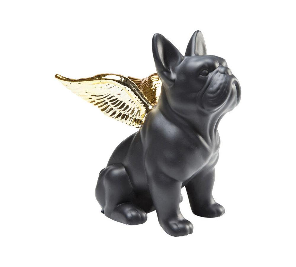 Figura decorativa Sitting Angel Dog oro-nero